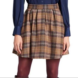 ModCloth “Brisk Taker” Wool blend tartan skirt